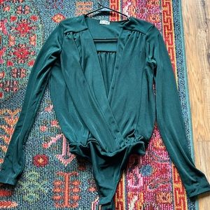 Free People Turnt Body Suit Emerald Green
